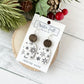 Rectangle Round Earrings - Black and White Snowflake