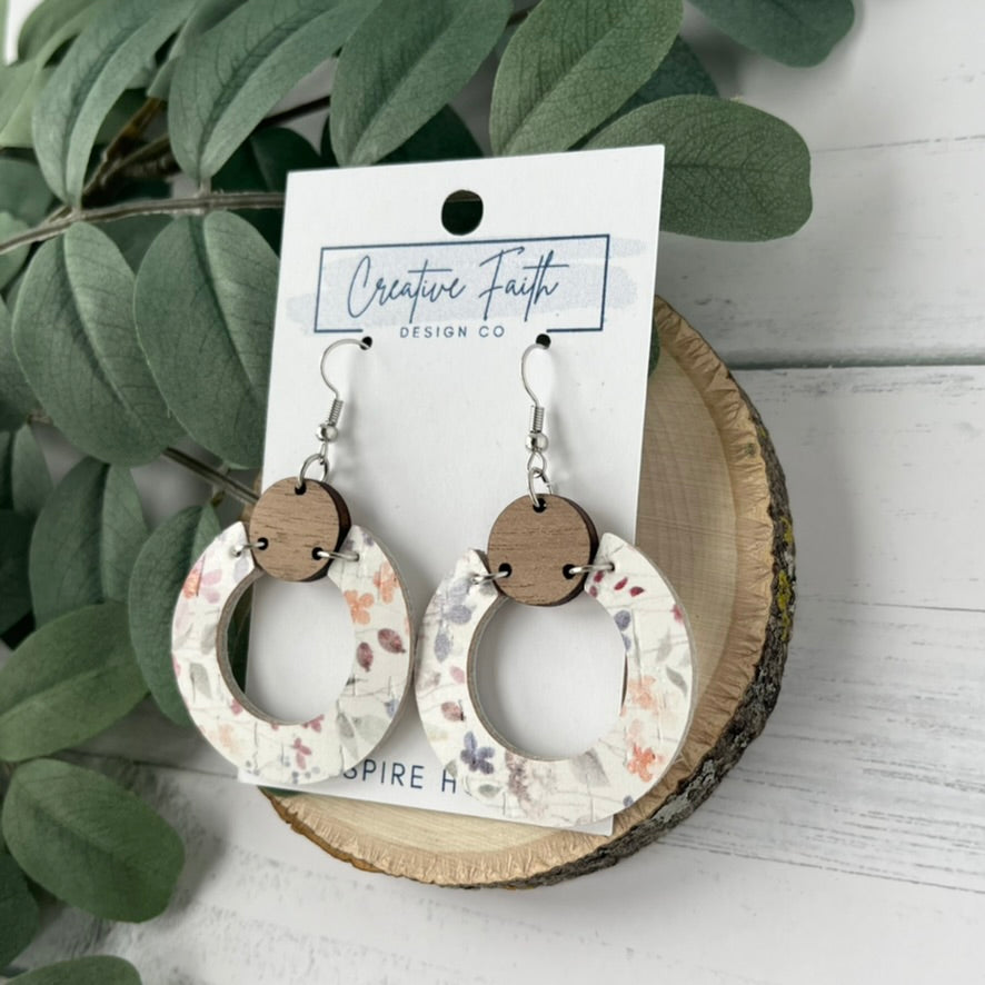 Hoop Circle Earrings - Floral Whimsy