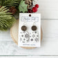Rectangle Round Earrings - Black and White Snowflake