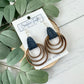 Triple Hoop Earrings - Navy Braid