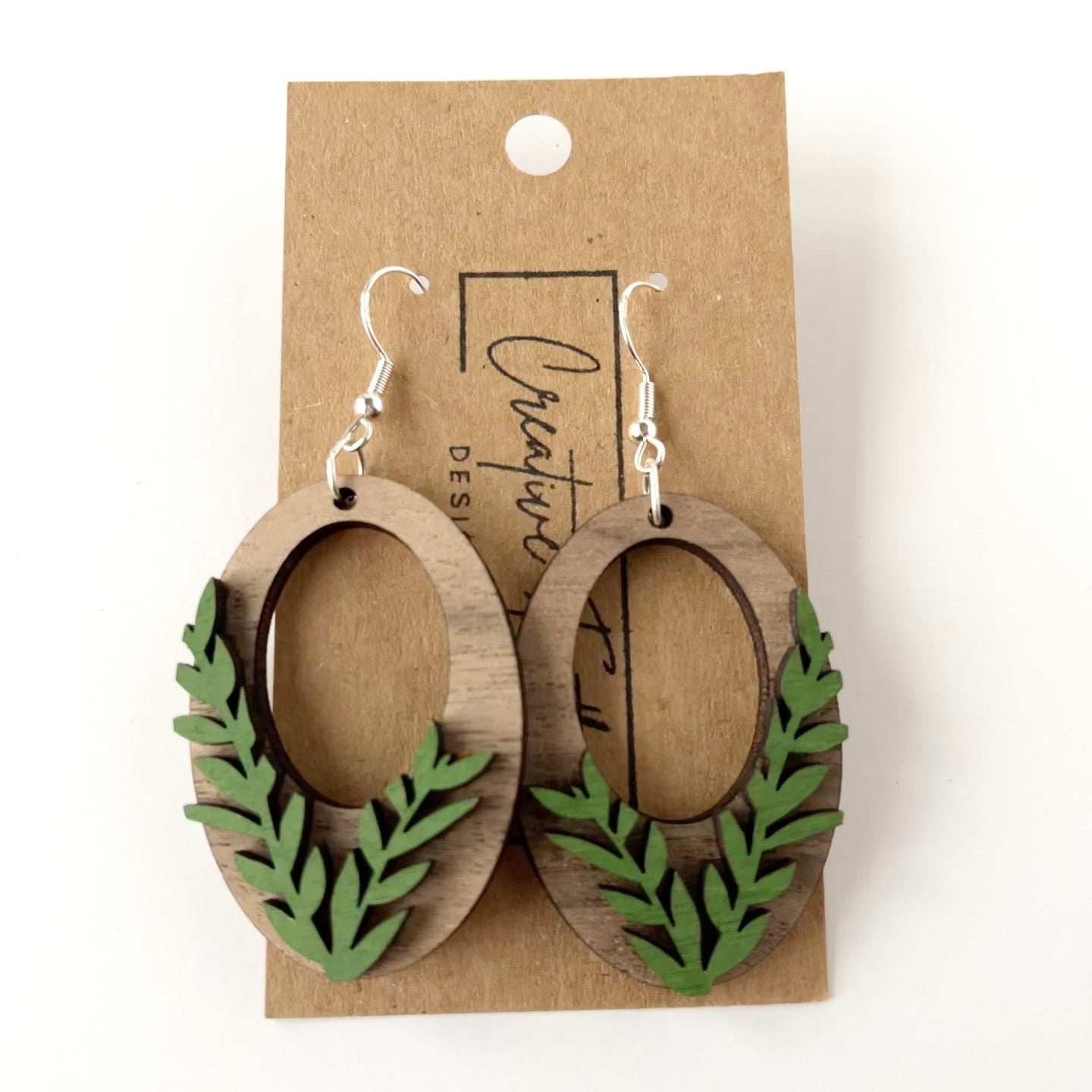 Vine leaf 3D wood earrings