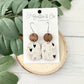 leather wood earrings, leather cork earrings, heart earrings, nickel free, lightweight earrings, gifts for her, boho earrings