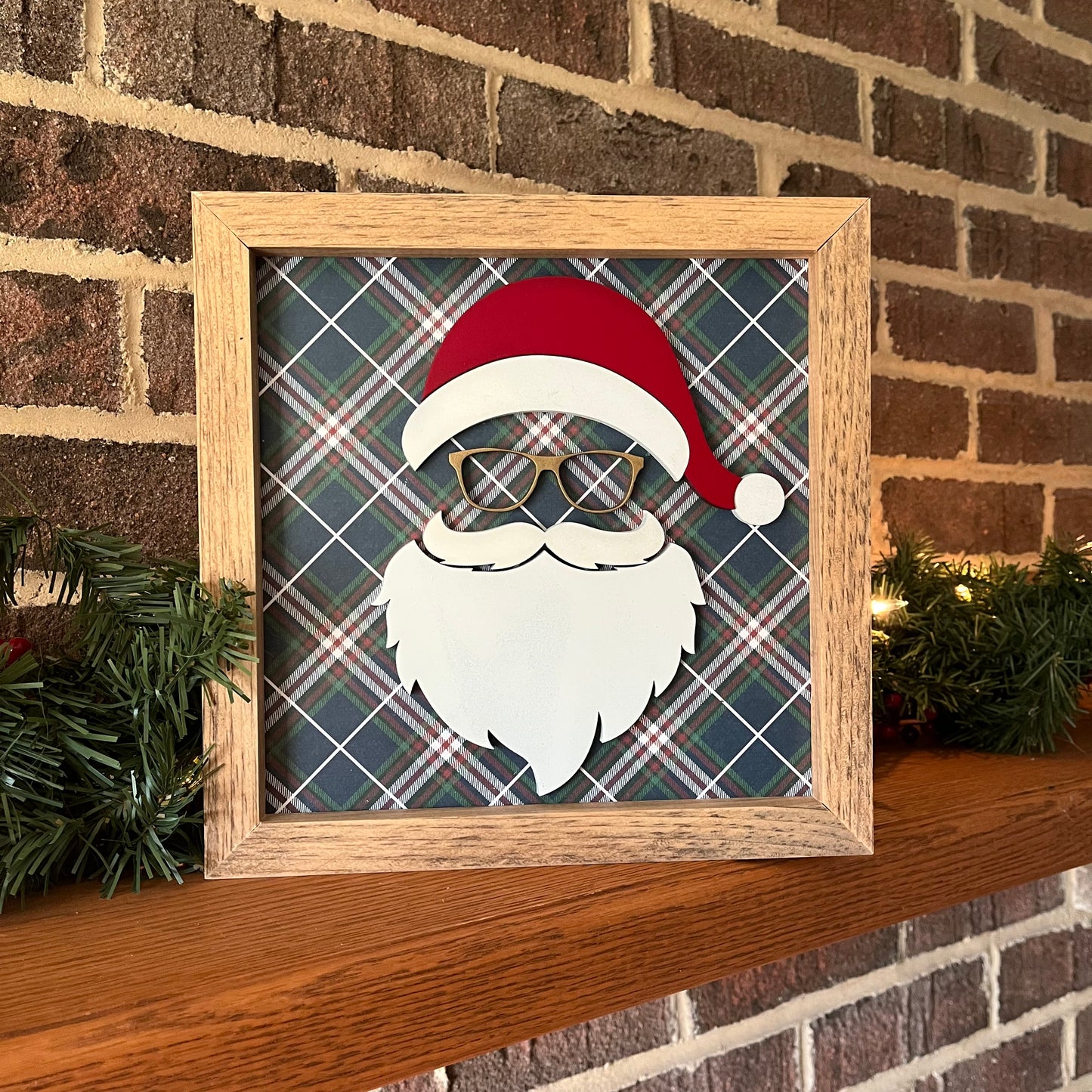 Santa with Glasses 3D wood sign