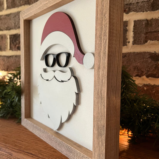 Santa with Glasses 3D wood sign