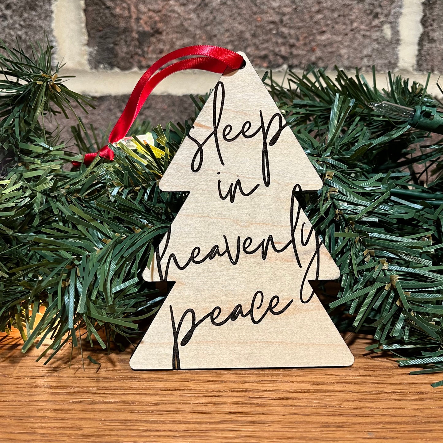 Wood Christmas Ornament - sleep in heavenly peace