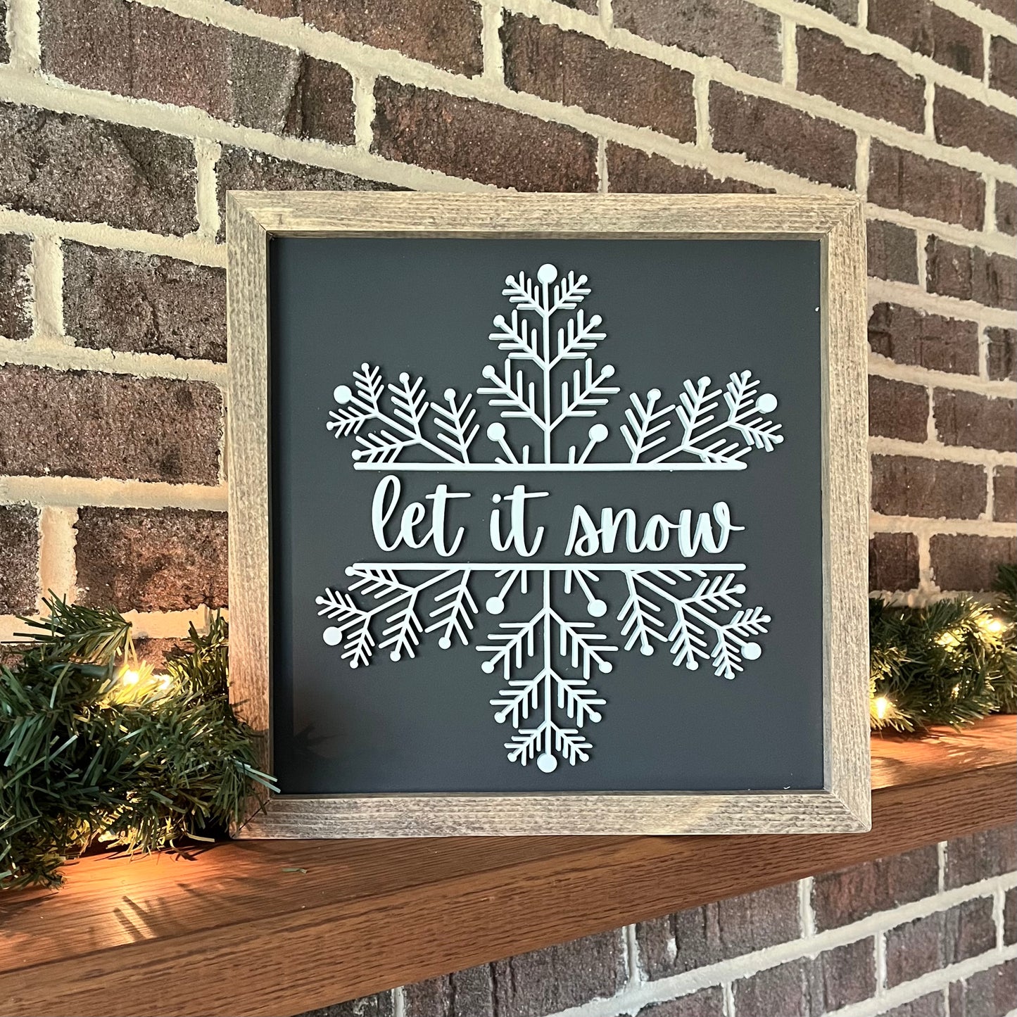 Let it snow 3D wood sign