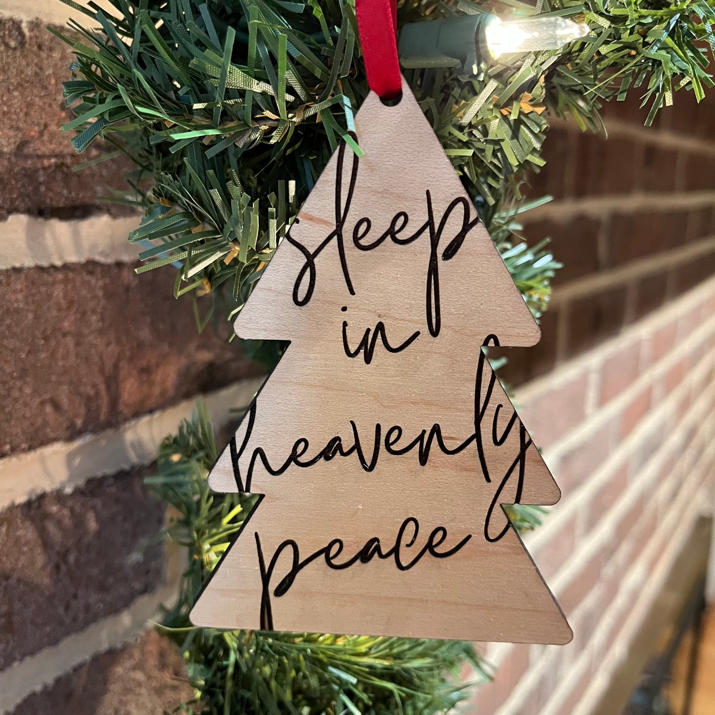 Wood Christmas Ornament - sleep in heavenly peace